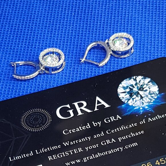 Silvery 2.0 carat Moissanite Earrings - Picture 3 of 6